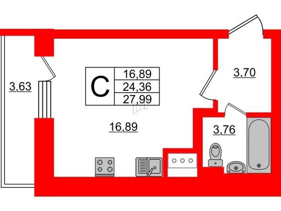 Продаётся студия, 27 м²