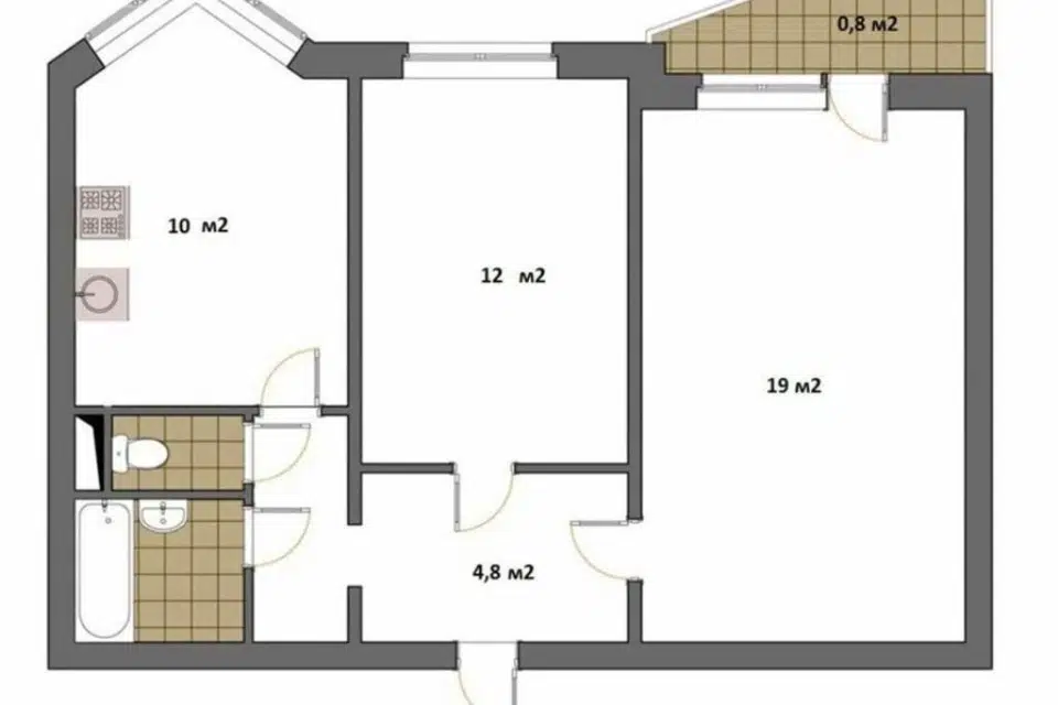 Продаётся 2-комнатная квартира, 52.2 м²