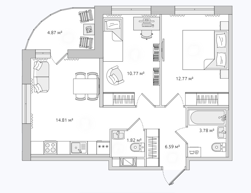 Продаётся 2-комнатная квартира, 50.3 м²
