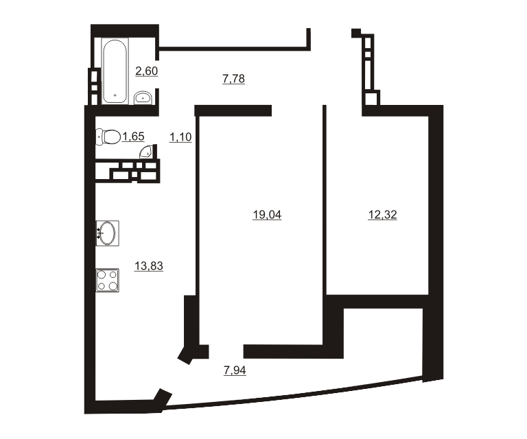 Продаётся 2-комнатная квартира, 66.5 м²