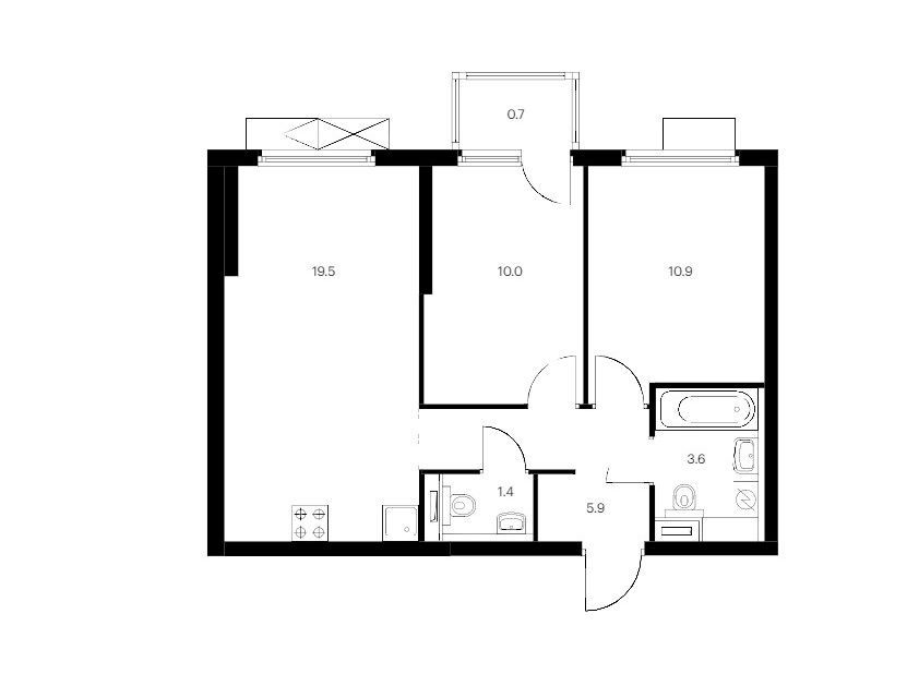 Продаётся 2-комнатная квартира, 50.7 м²
