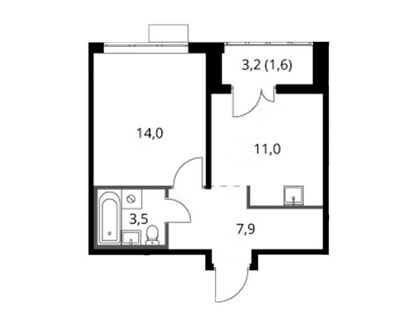 Продаётся 1-комнатная квартира, 38 м²