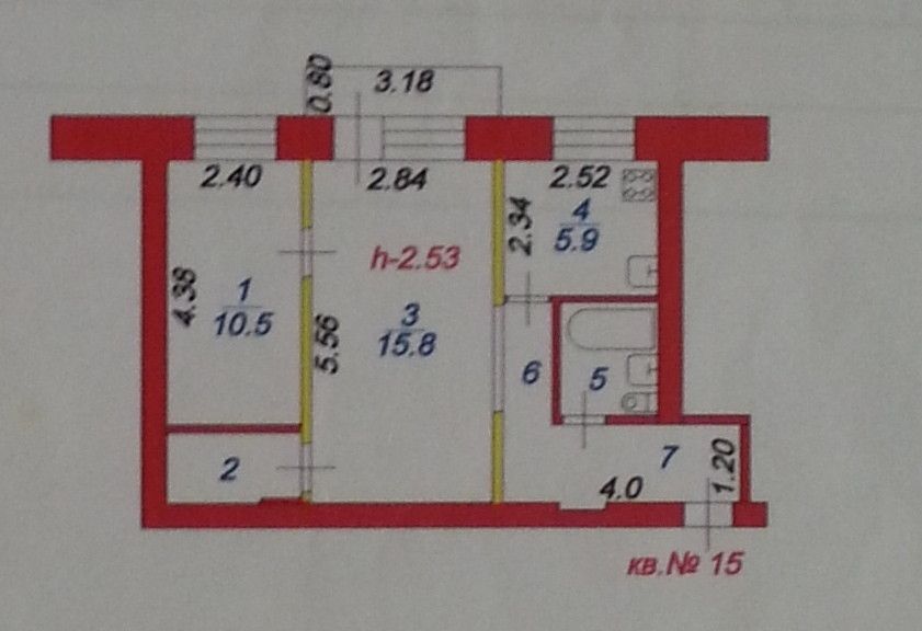 Продаётся 2-комнатная квартира, 44.5 м²