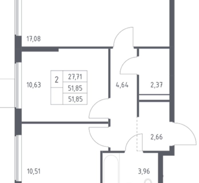 Продаётся 2-комнатная квартира, 52 м²