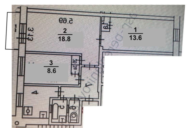 Продаётся 3-комнатная квартира, 57 м²