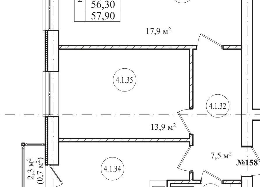 Продаётся 2-комнатная квартира, 57 м²