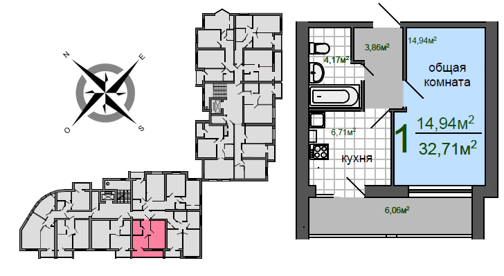 Продаётся 1-комнатная квартира, 29.7 м²