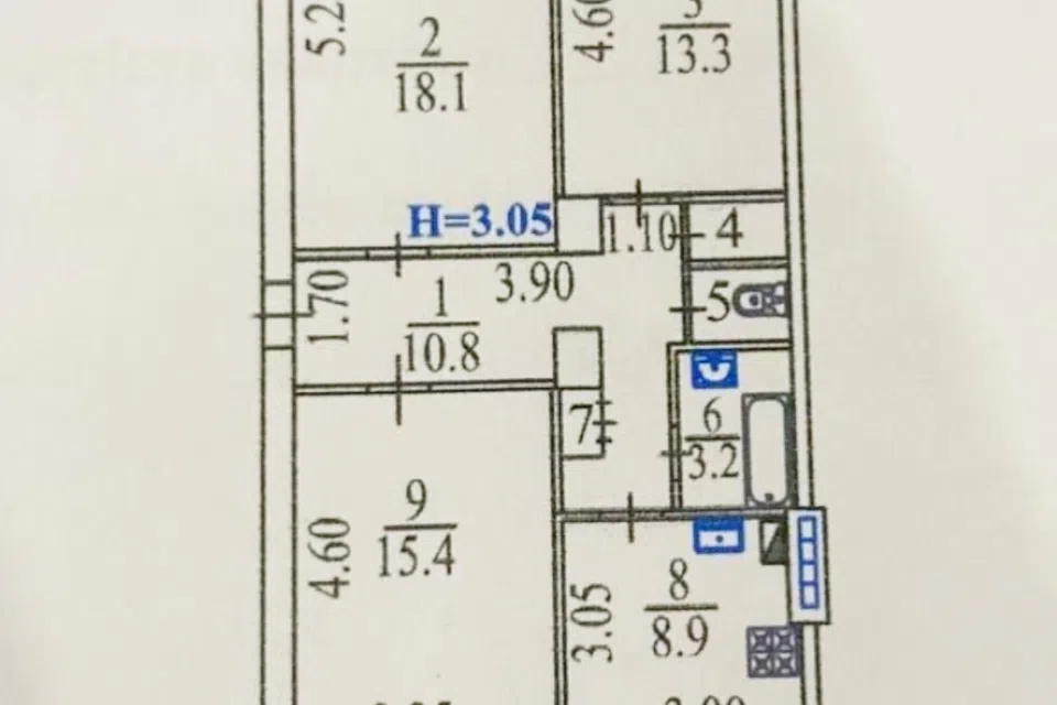 Продаётся 3-комнатная квартира, 72 м²