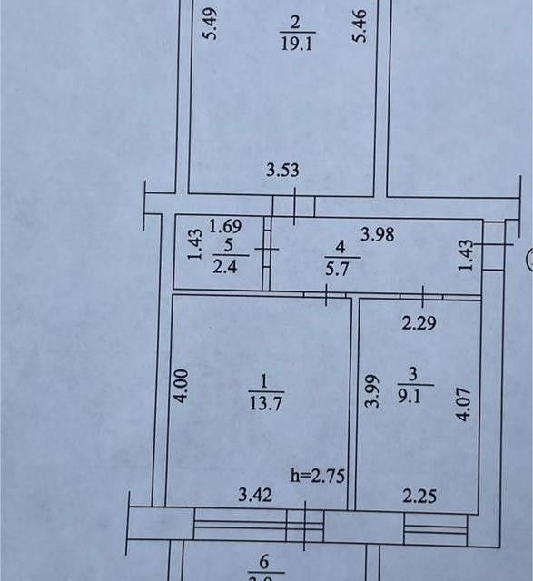 Продаётся 2-комнатная квартира, 52.2 м²