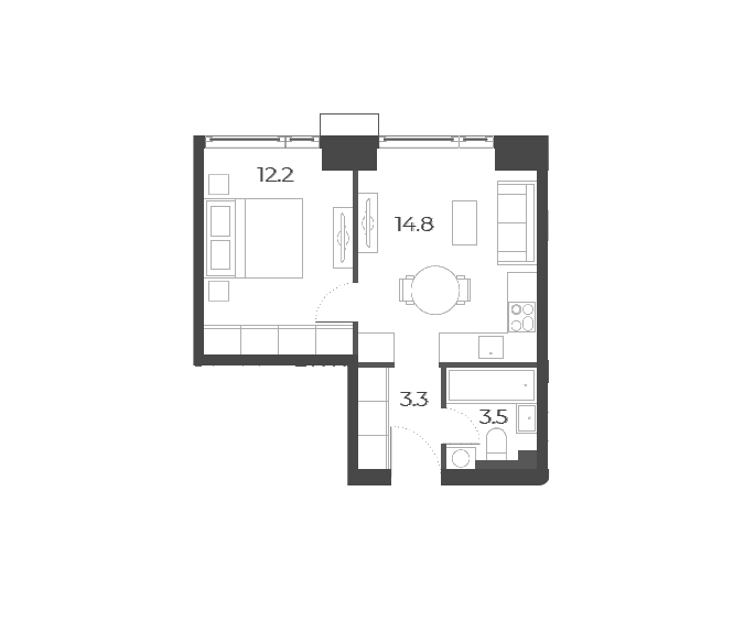 Продаётся 1-комнатная квартира, 33.9 м²