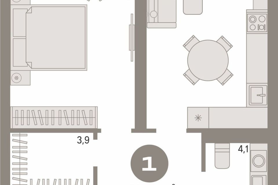 Продаётся 1-комнатная квартира, 48.6 м²