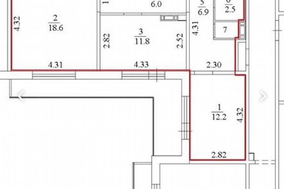 Продаётся 2-комнатная квартира, 59.3 м²