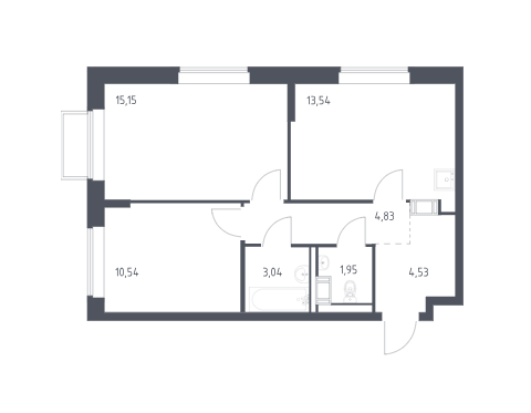 Продаётся 2-комнатная квартира, 53.6 м²