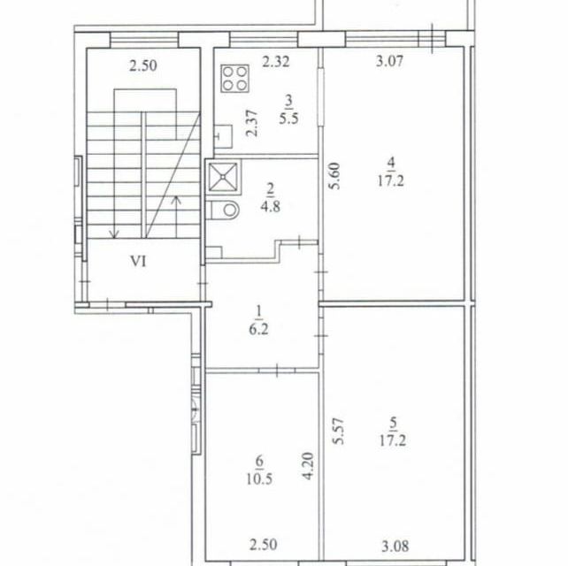 Продаётся 3-комнатная квартира, 61.4 м²