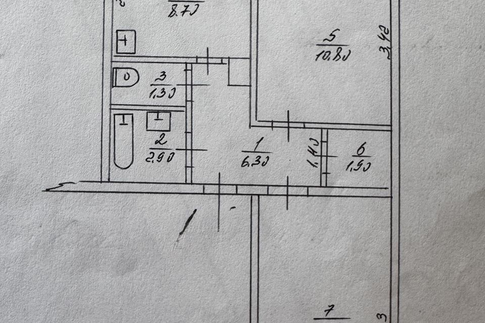 Продаётся 2-комнатная квартира, 52.8 м²
