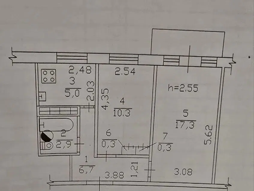 Продаётся 2-комнатная квартира, 43.5 м²