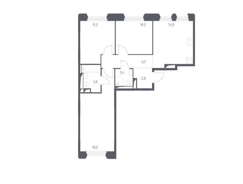 Продаётся 3-комнатная квартира, 70 м²