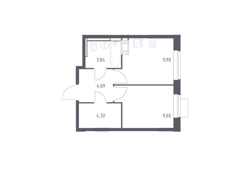 Продаётся 1-комнатная квартира, 32.35 м²