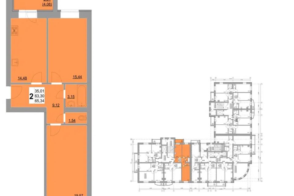 Продаётся 2-комнатная квартира, 65.6 м²