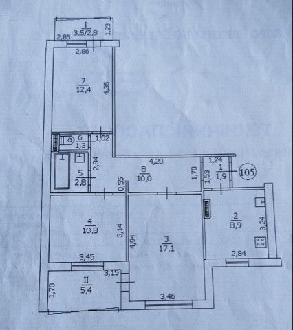 Продаётся 3-комнатная квартира, 73.4 м²