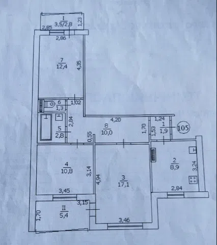 Продаётся 3-комнатная квартира, 73.4 м²