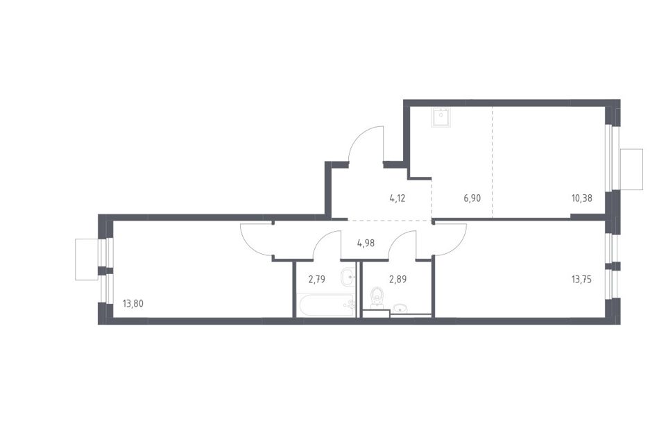 Продаётся 2-комнатная квартира, 59.61 м²