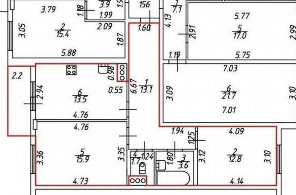 Продаётся 2-комнатная квартира, 60.7 м²