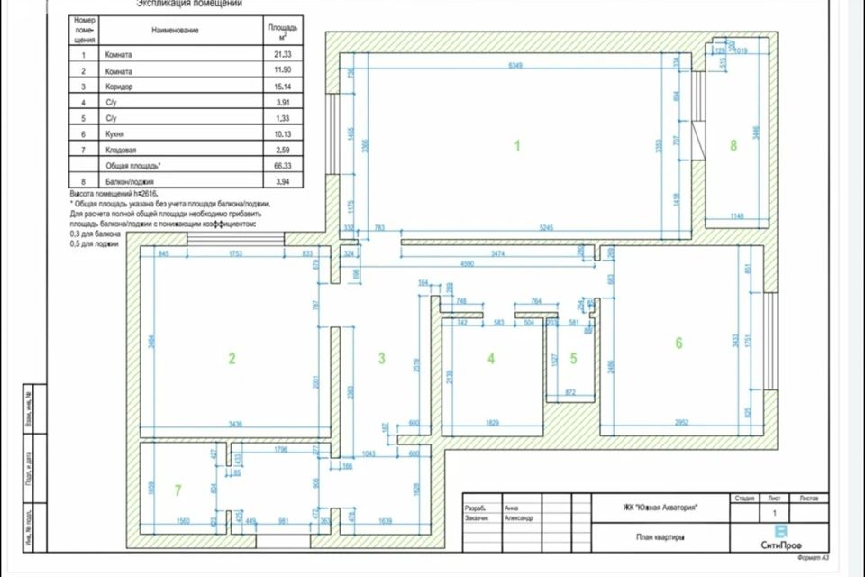 Продаётся 2-комнатная квартира, 66.2 м²