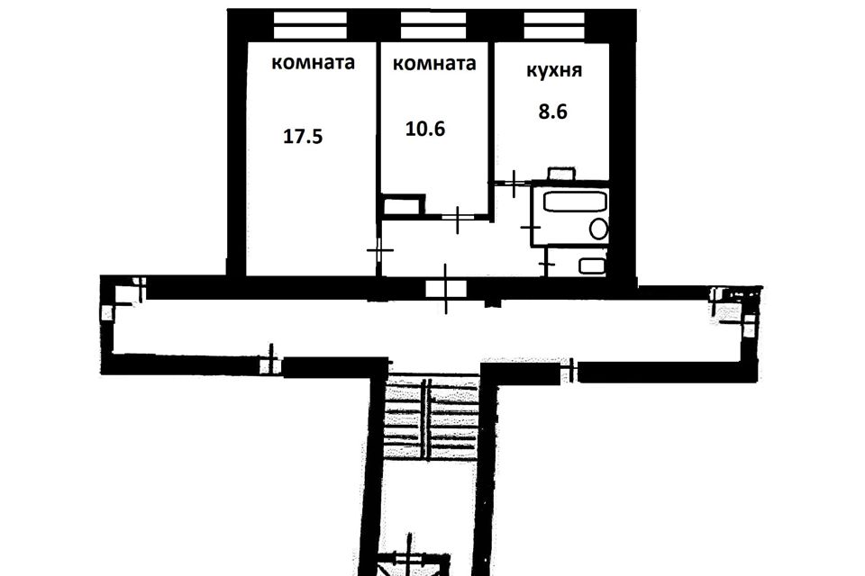 Продаётся 2-комнатная квартира, 46.3 м²