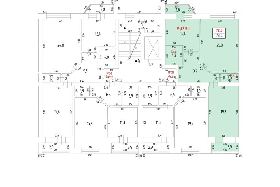 Продаётся 2-комнатная квартира, 78 м²