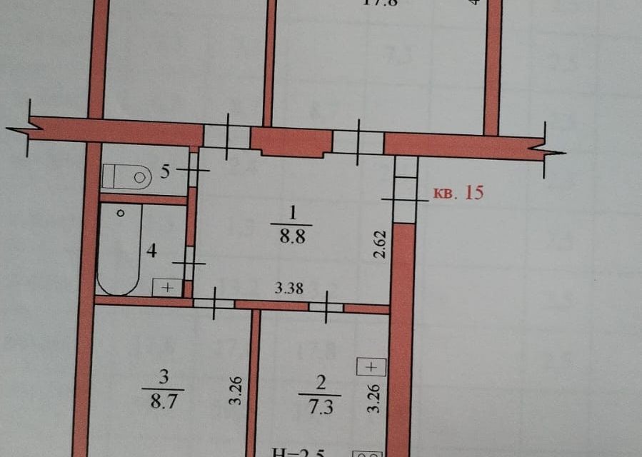 Продаётся 3-комнатная квартира, 60 м²