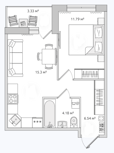 Продаётся 1-комнатная квартира, 37.7 м²