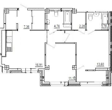 Продаётся 2-комнатная квартира, 61.6 м²