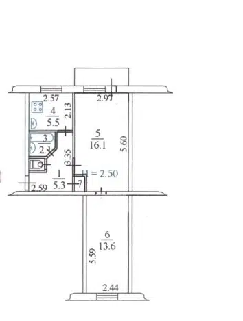 Продаётся 2-комнатная квартира, 43.9 м²