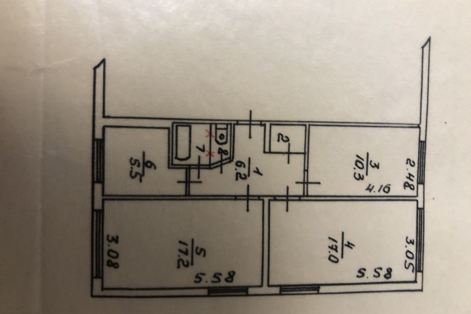 Продаётся 3-комнатная квартира, 60.4 м²