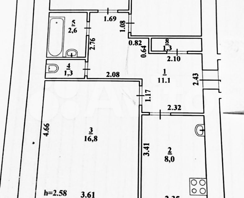 Продаётся 3-комнатная квартира, 70 м²