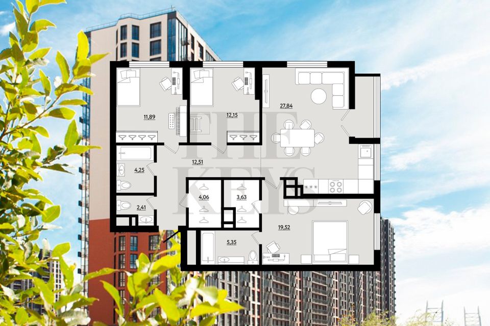 Продаётся 3-комнатная квартира, 102.2 м²