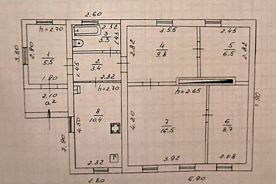 Продаётся 1-этажный дом, 66 м²