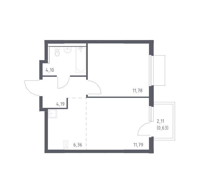 Продаётся 1-комнатная квартира, 38.85 м²