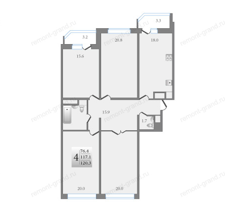 Продаётся 4-комнатная квартира, 120.3 м²