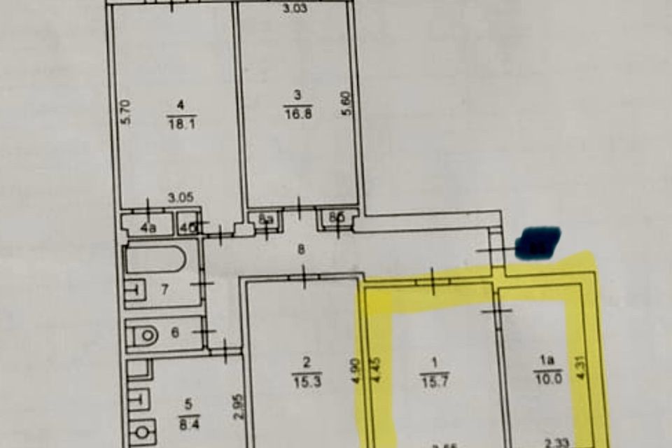 Продаётся 2 комнаты в 5-комн. квартире, 26 м²