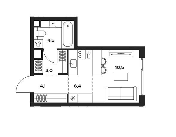 Продаётся студия, 28.5 м²