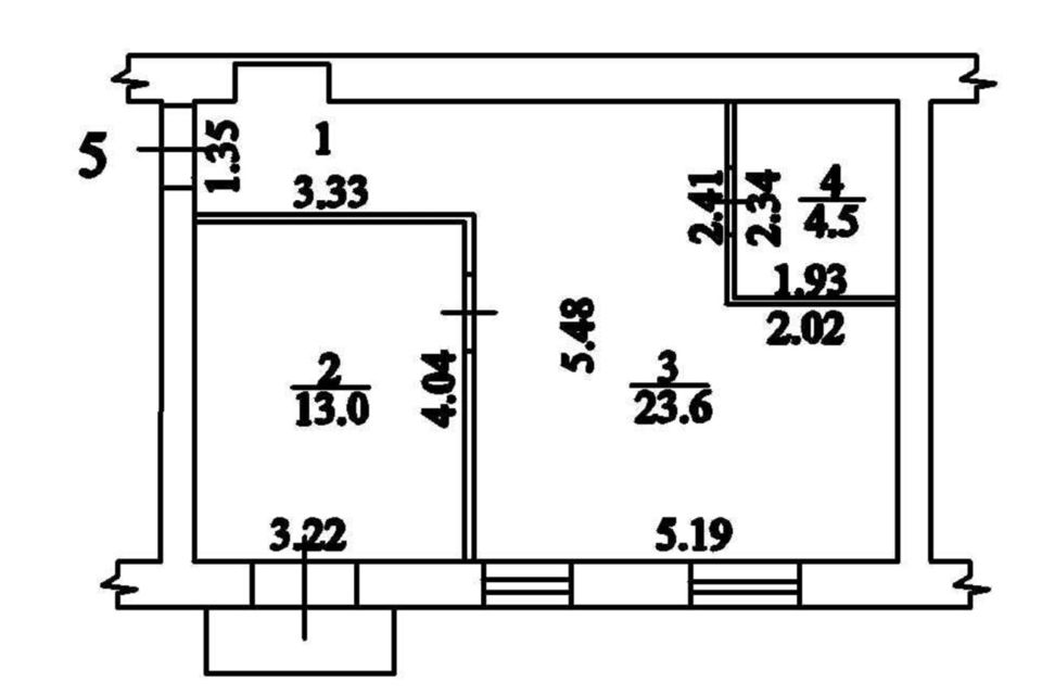 Продаётся 2-комнатная квартира, 42.8 м²