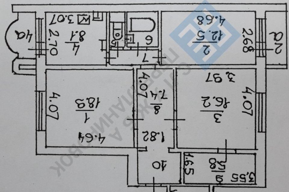 Продаётся 3-комнатная квартира, 80 м²