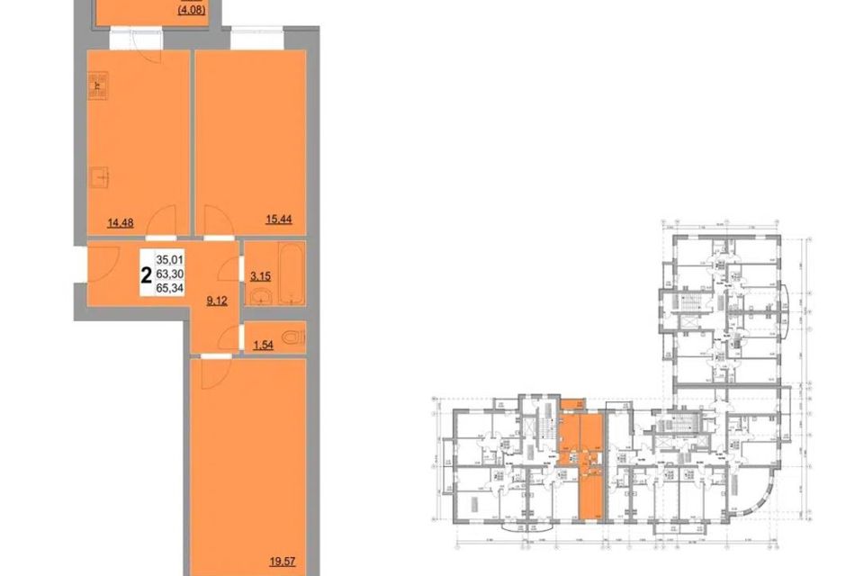 Продаётся 2-комнатная квартира, 65.6 м²