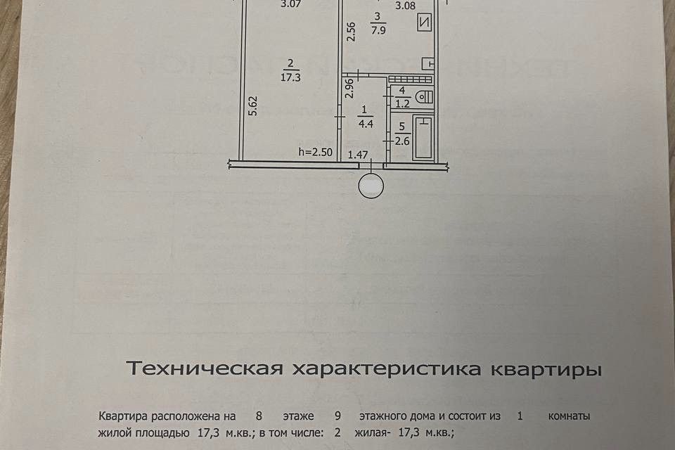 Продаётся 1-комнатная квартира, 34.5 м²