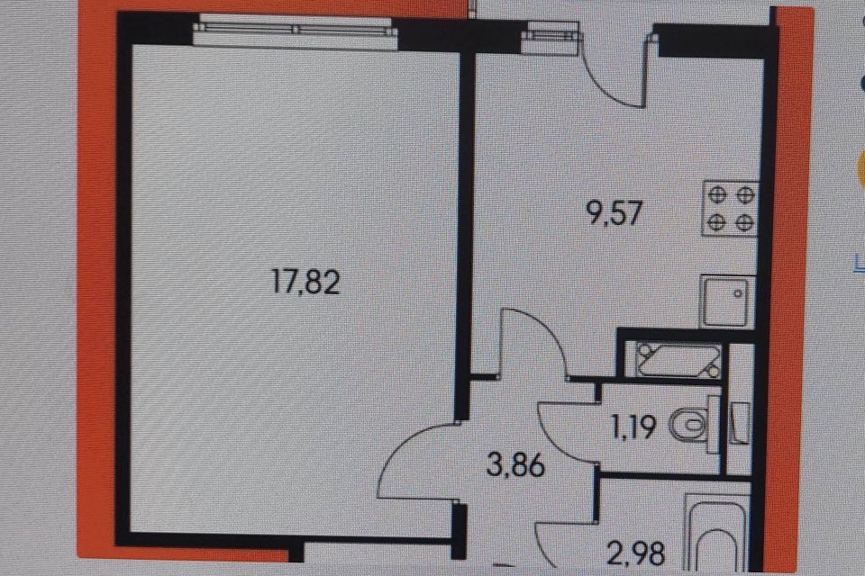 Продаётся 1-комнатная квартира, 39 м²
