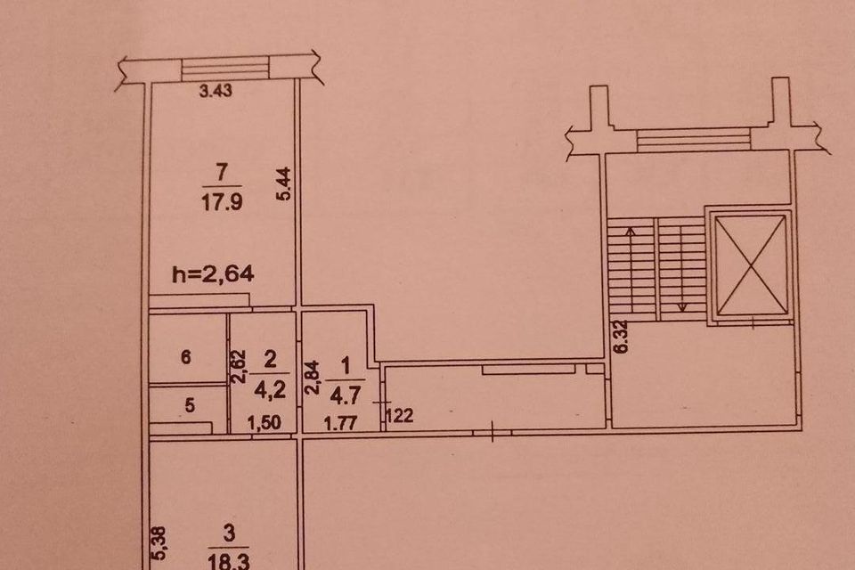 Продаётся 1-комнатная квартира, 49.6 м²