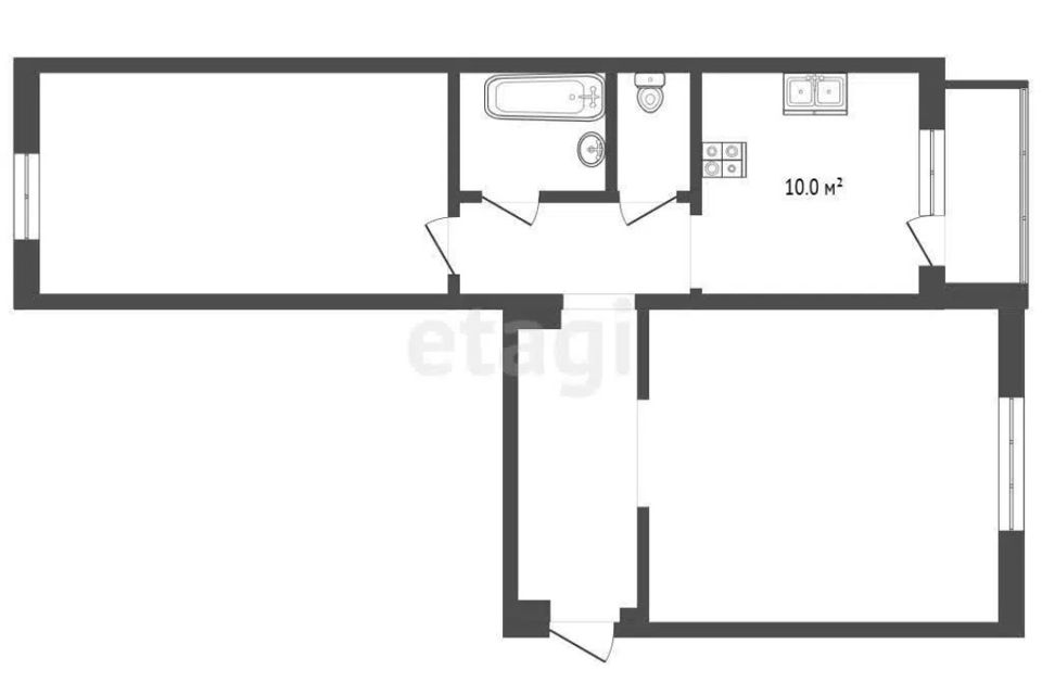 Продаётся 2-комнатная квартира, 48.3 м²