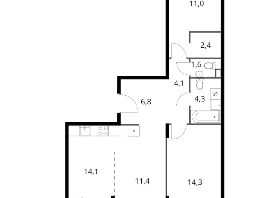 Продаётся 3-комнатная квартира, 74 м²